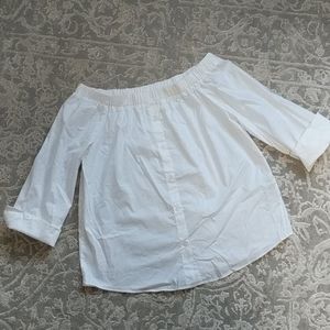 Off the Shoulder Button Down Top
